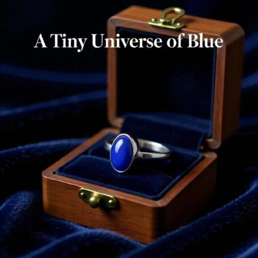 Trendy! Tiny Dainty Lapis Lazuli Sz 6 - Modern Minimalist Boho Midi Rings